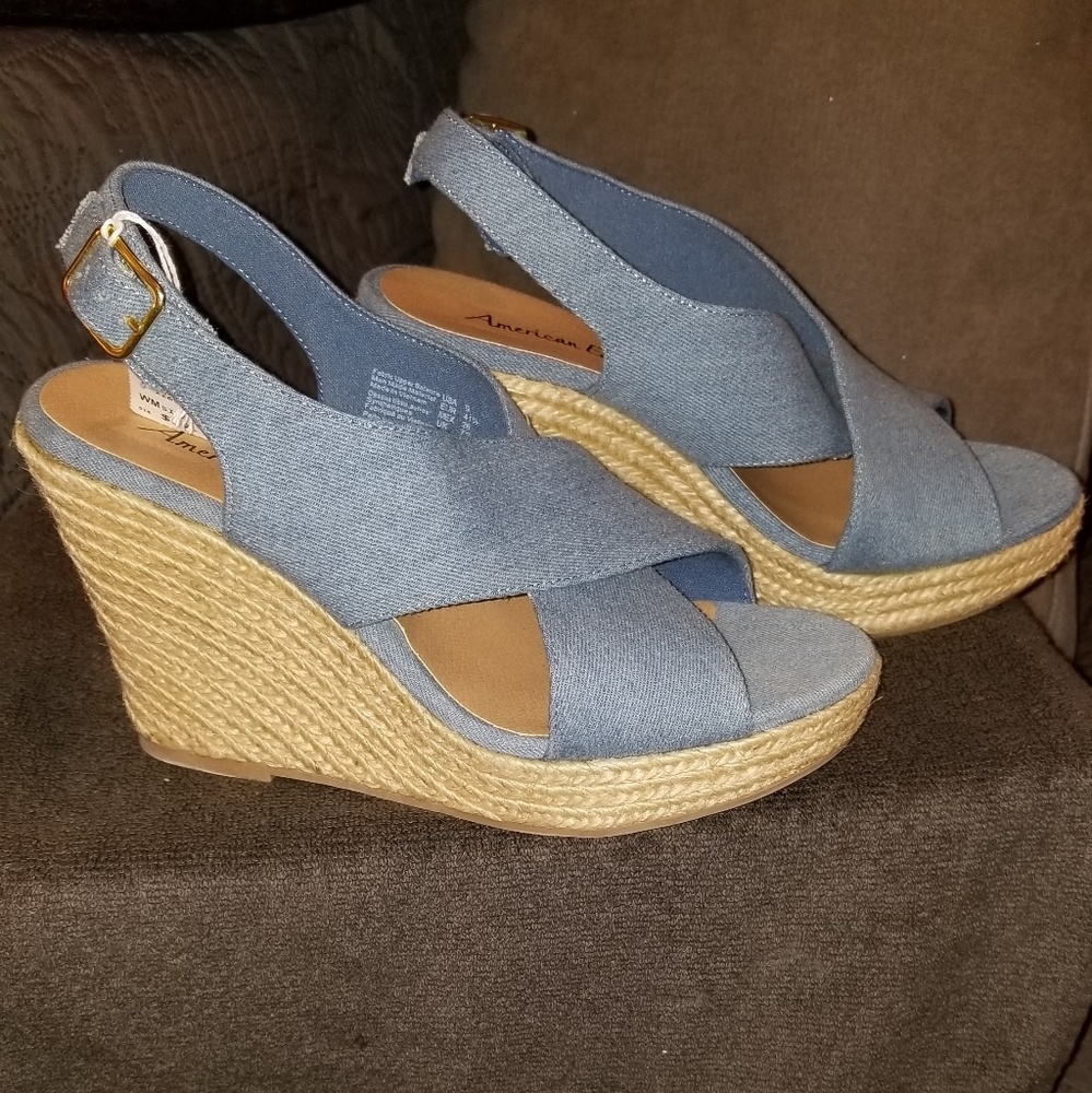 New denim wedges